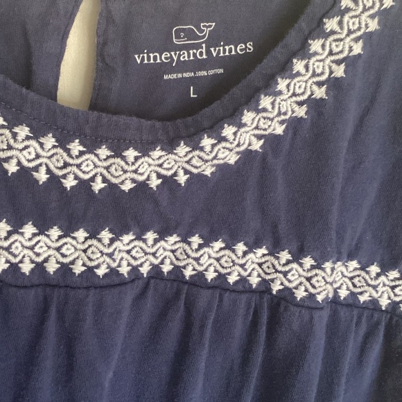 VINEYARD VINES dress Sz 14 Island Lattice navy cotton EUC - Picture 5 of 9